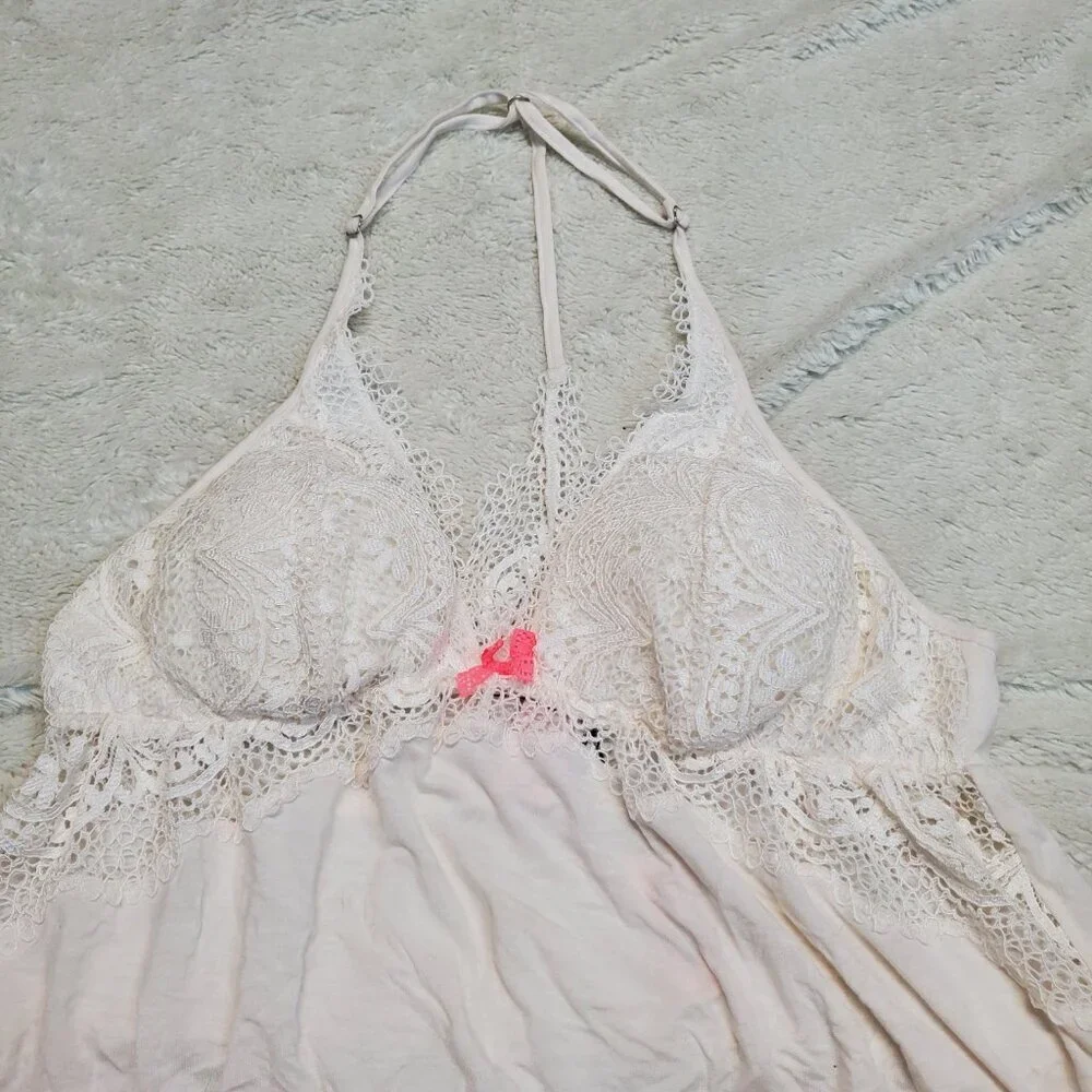 NWT Victoria's Secret Ivory Lace Babydoll Slip Lingerie Large Sexy Vixen Classic - Picture 2 of 7